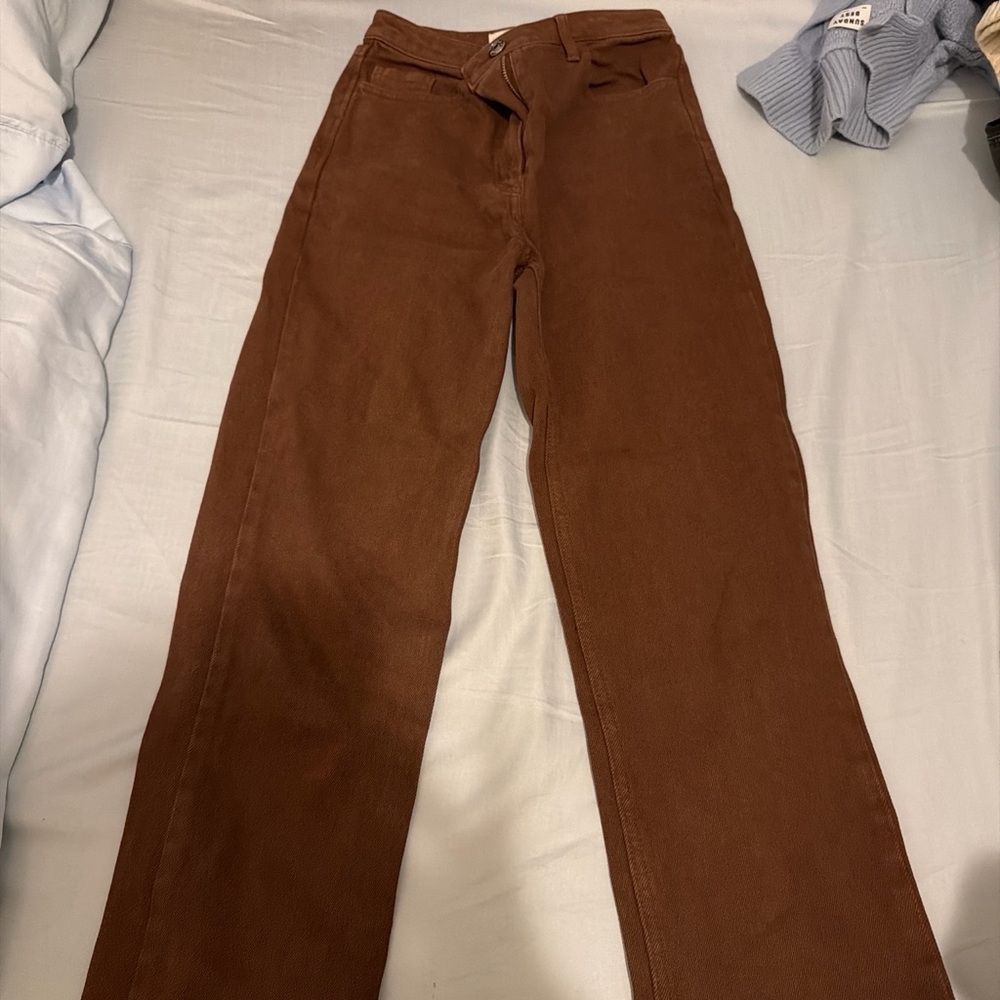 Women's High-Rise Straight Leg Jeans - Brown